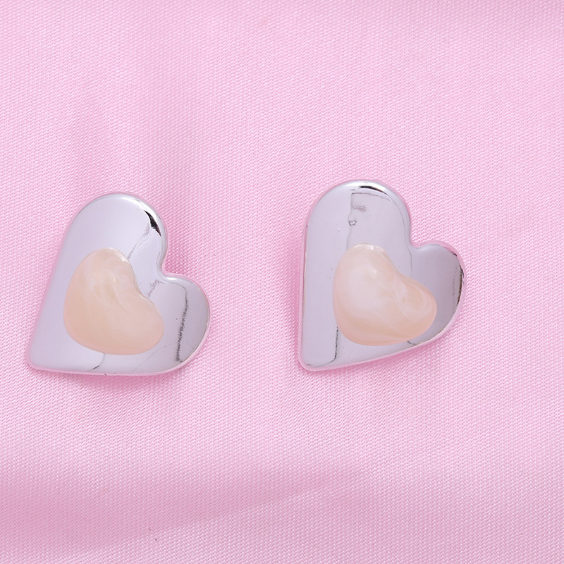 Estilo Simple Forma De Corazón Arílico Enchapado Chapado En Oro Plateado Mujeres Pendientes display picture 9