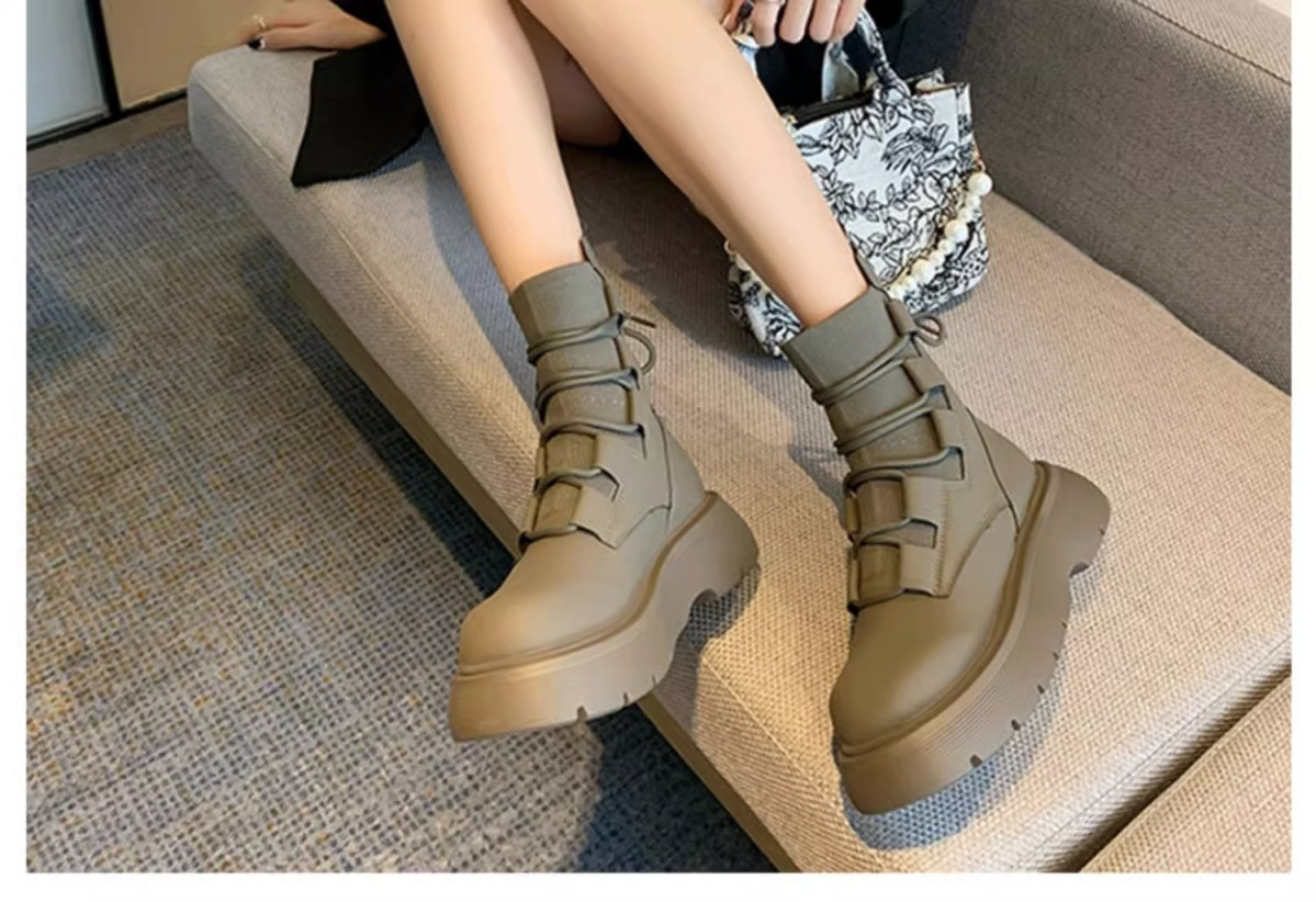 British Style Martin Boots Women’s Thick-soled Knitted Casual Shoes_voghion.com