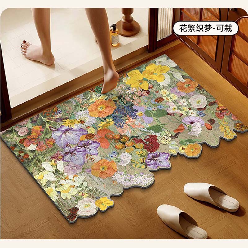 High-end bathroom mat in light luxury style, water-absorbent and non-slip mat for the toilet entrance, unique-shaped diatomite floor mat for the bathroom High-end bathroom mat in light luxury style, water-absorbent and non-slip mat for the toilet entrance, unique-shaped diatomite floor mat for the bathroom