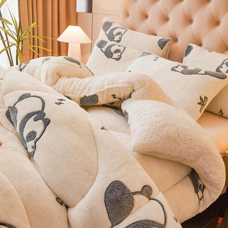 雪のベルベットの保温布団は芯の冬の羊のベルベットの学生寮に厚い綿を入れて牛乳のベルベットの厚い布団に覆われている