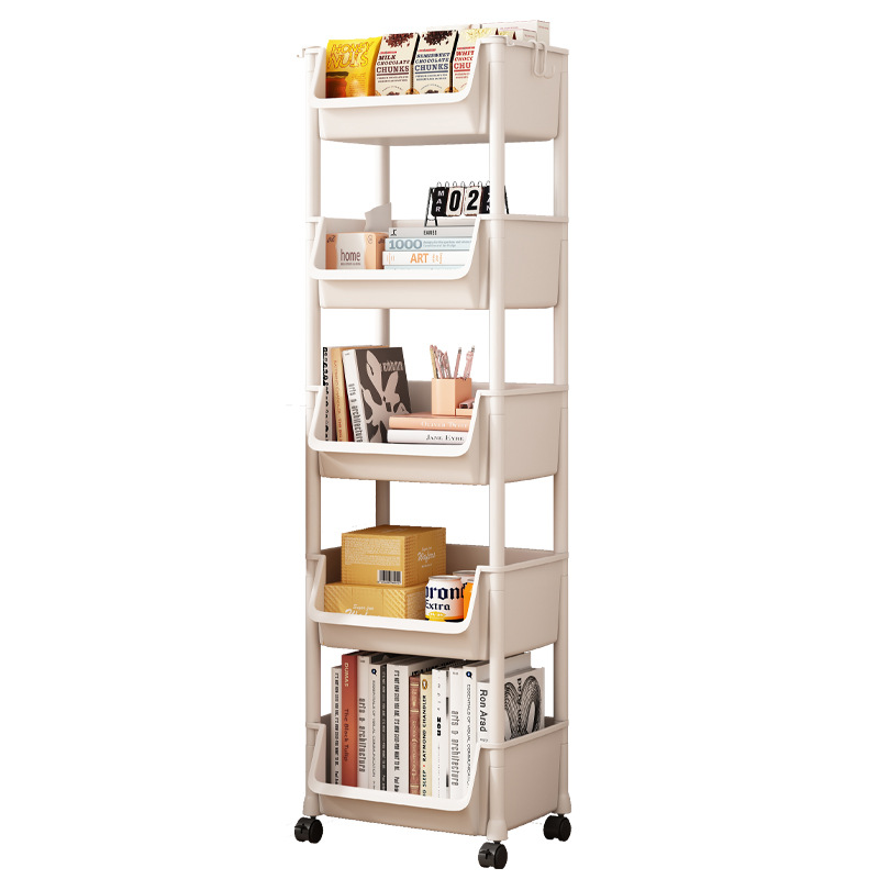 Estante de libros móvil moderno estudio estudiantil familiar contra la pared estante de libros simple multicapa rodada universal armario de almacenamiento