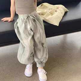 女童裤子夏季薄新款儿童夏天防蚊裤女宝休闲宽松中国风长裤