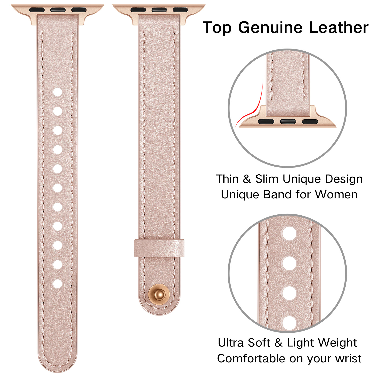 18g Weight Apple watch watchband Classification Genuine leather Material Solid Color Pattern Retro Style Retro Solid Color Apple Watch Watchband 42