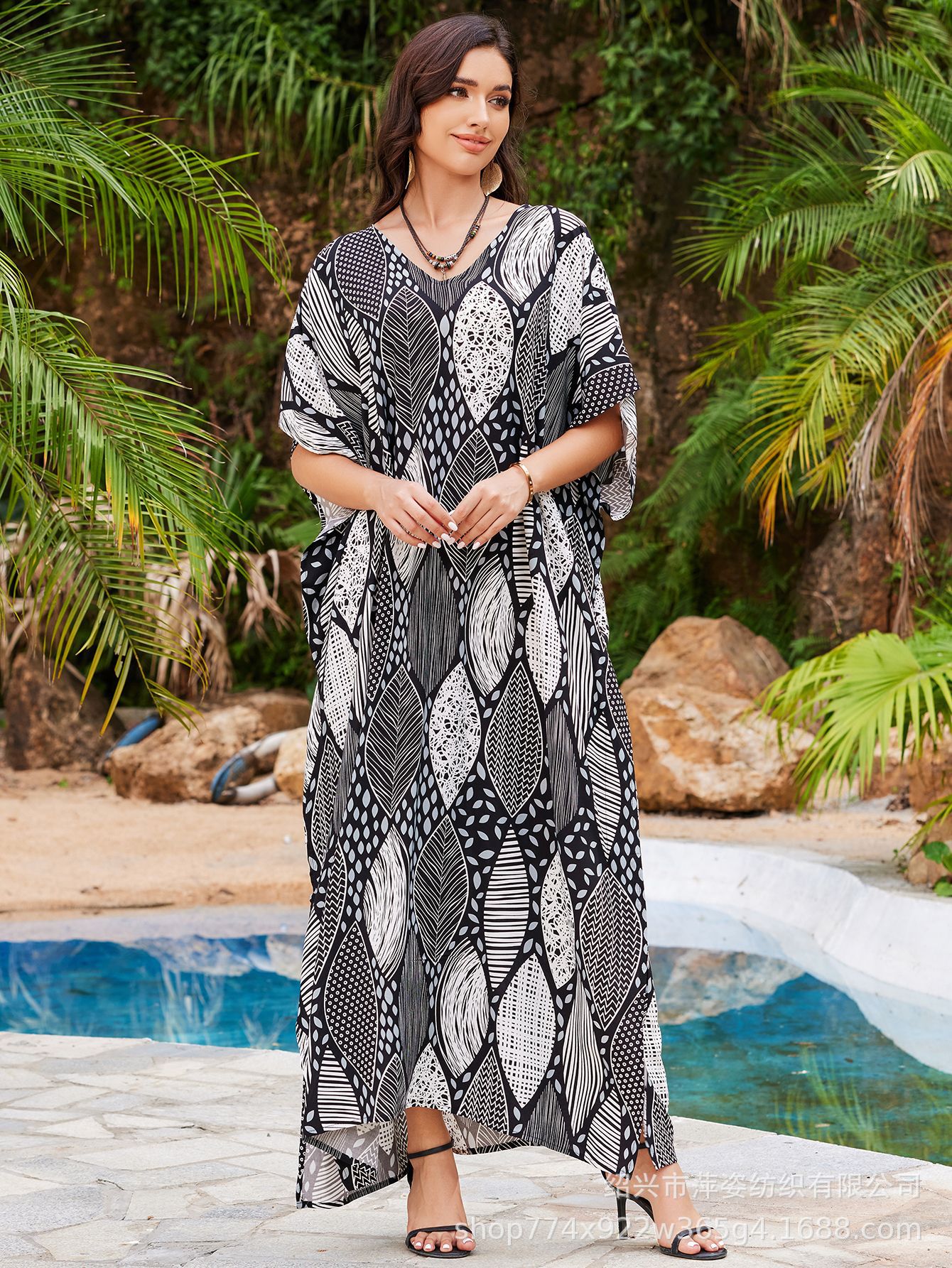 2025 nuevo algodón impresa camisa de playa vestido de vacaciones suelto bikini camisa trajes de baño mujeres AT612