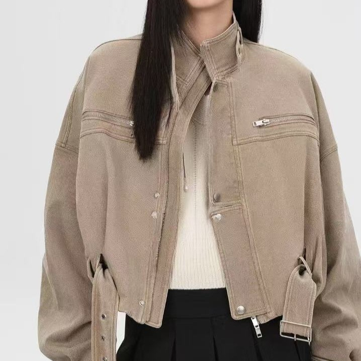 美式特调 复古工装风宽松短款机车夹克外套女2025 秋季新款其它|undefined