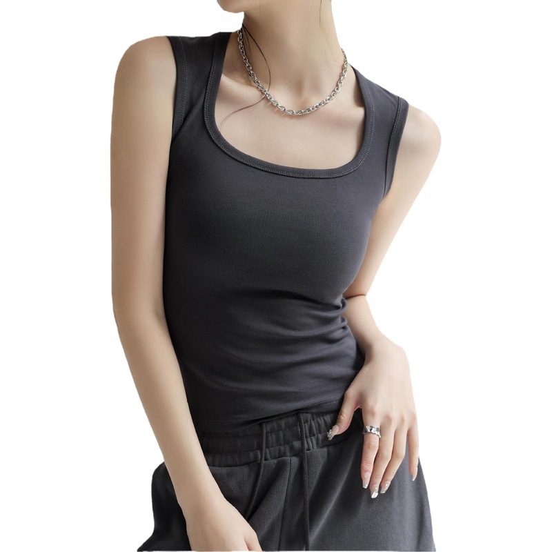 White Cotton Small Vest Suit with Base Sleeveless Sling Women's Spring, Summer and Autumn Outfit Spice Girl plus size Top