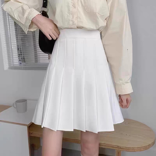 Women's new jk black and white new high-waist slimming student sports meeting pleated short skirt large size anti-exposure skirt