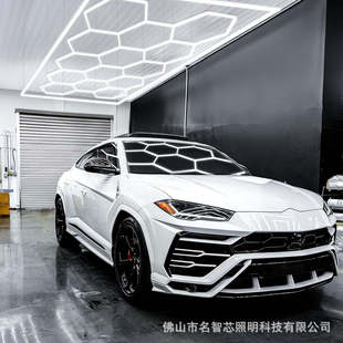 Special Hexagonal Garage Led Light for Auto Repair, Waterproof and Oil-Proof Honeycomb Splicing Light, Car Wash Room High-Brightness Lighting 14 Holes