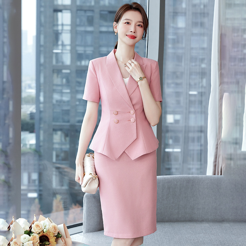 职业套装女2024夏季新款时尚通勤女神范气质美容院西装套裙工作服