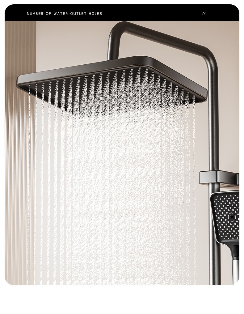 Pressurized intelligent digital display ambient light shower head set, piano keys, four-function gun, grey bathroom, light luxury homestay undefined