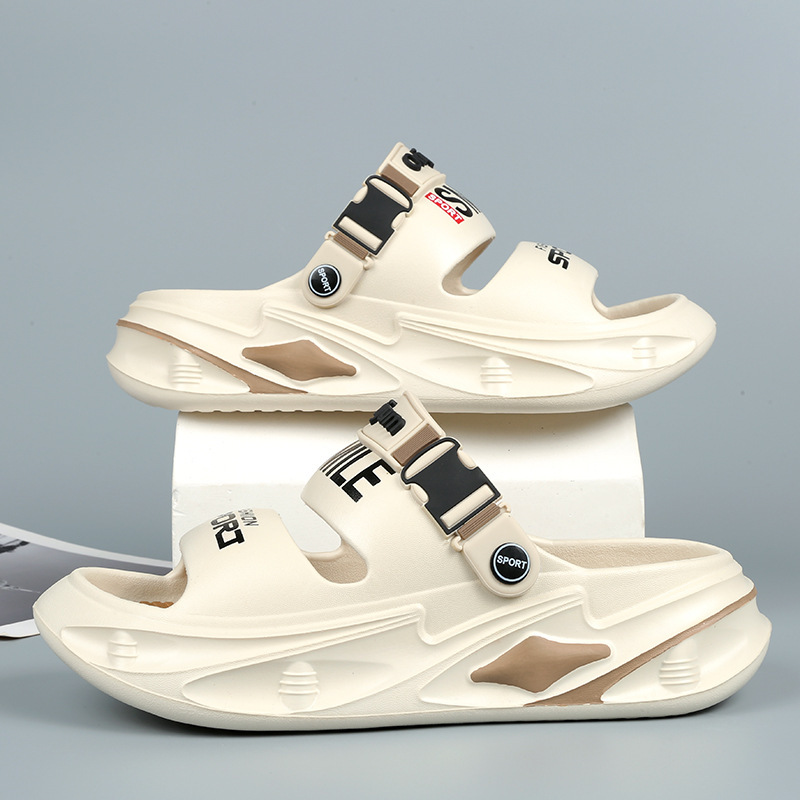 Sandalias para hombres 2024 nuevo aumento de altura amortiguador antideslizante conducir al aire libre de doble uso nadar ocio sandalones de playa
