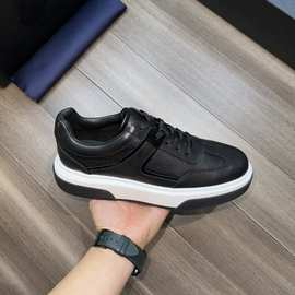 欧洲站高端精品男鞋23新款潮牌酷奇休闲真皮小白鞋男士厚底增高鞋