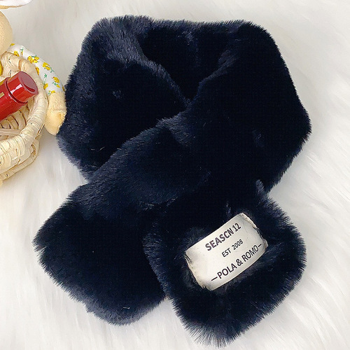 Plush scarf neck scarf for men and women in winter  new versatile girls imitation rabbit fur thickened cross-over high-end sense