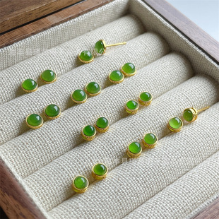 Wholesale All-Over S925 Silver Inlaid with Natural Russian Jasper and Hetian Jade Earrings Earrings Silver Jewelry Live Supply