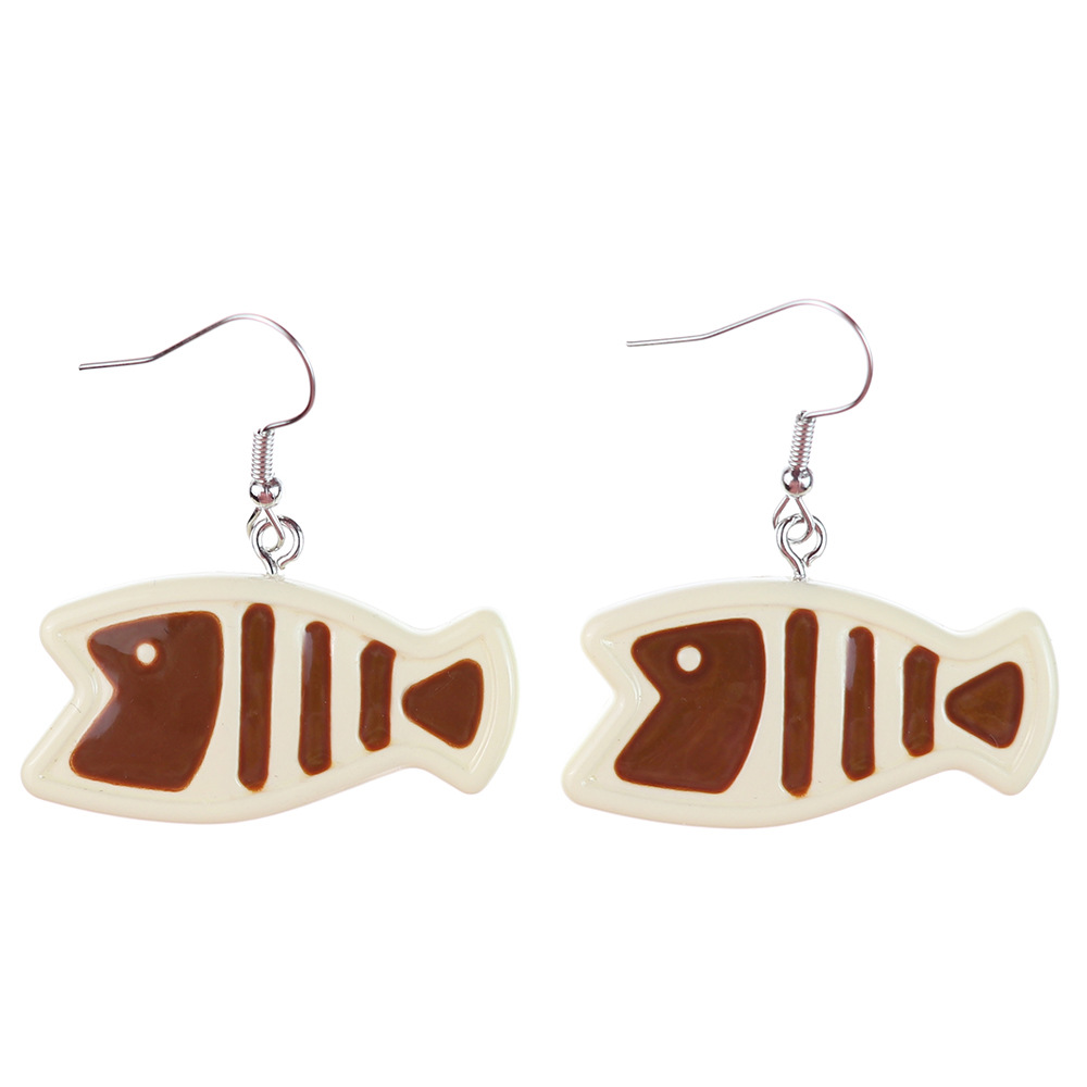 1 Paire Style De Bande Dessinée Mignon Chat Poisson Plastique Boucles D'oreilles display picture 12