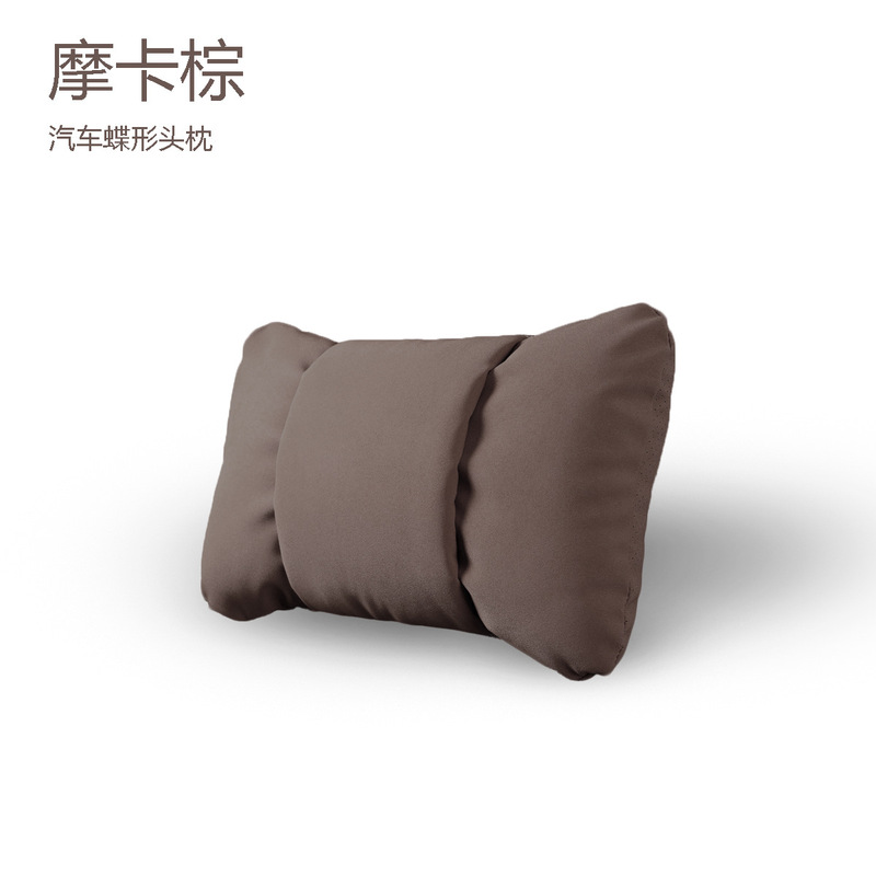四季通用汽车头枕座椅颈枕护颈枕纳帕皮颈枕云朵棉皮革绒蝶形款|undefined