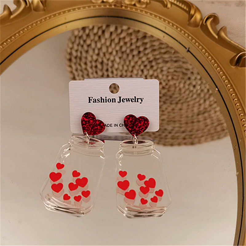 1 Pair Fashion Heart Shape Bottle Arylic Women's Drop Earrings display picture 4