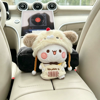 Cute Plush Car Tissue Car tissue box/set - little-milk-dog-set-12-arrest-black-velvet-bag