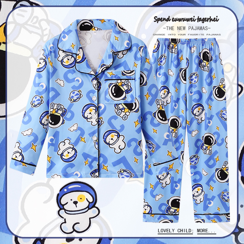 Pijamas para niños del sudeste asiático para niños de primavera y otoño para niñas de manga larga y solapa fina de dibujos animados LABUBU traje de otoño para niños grandes image 37