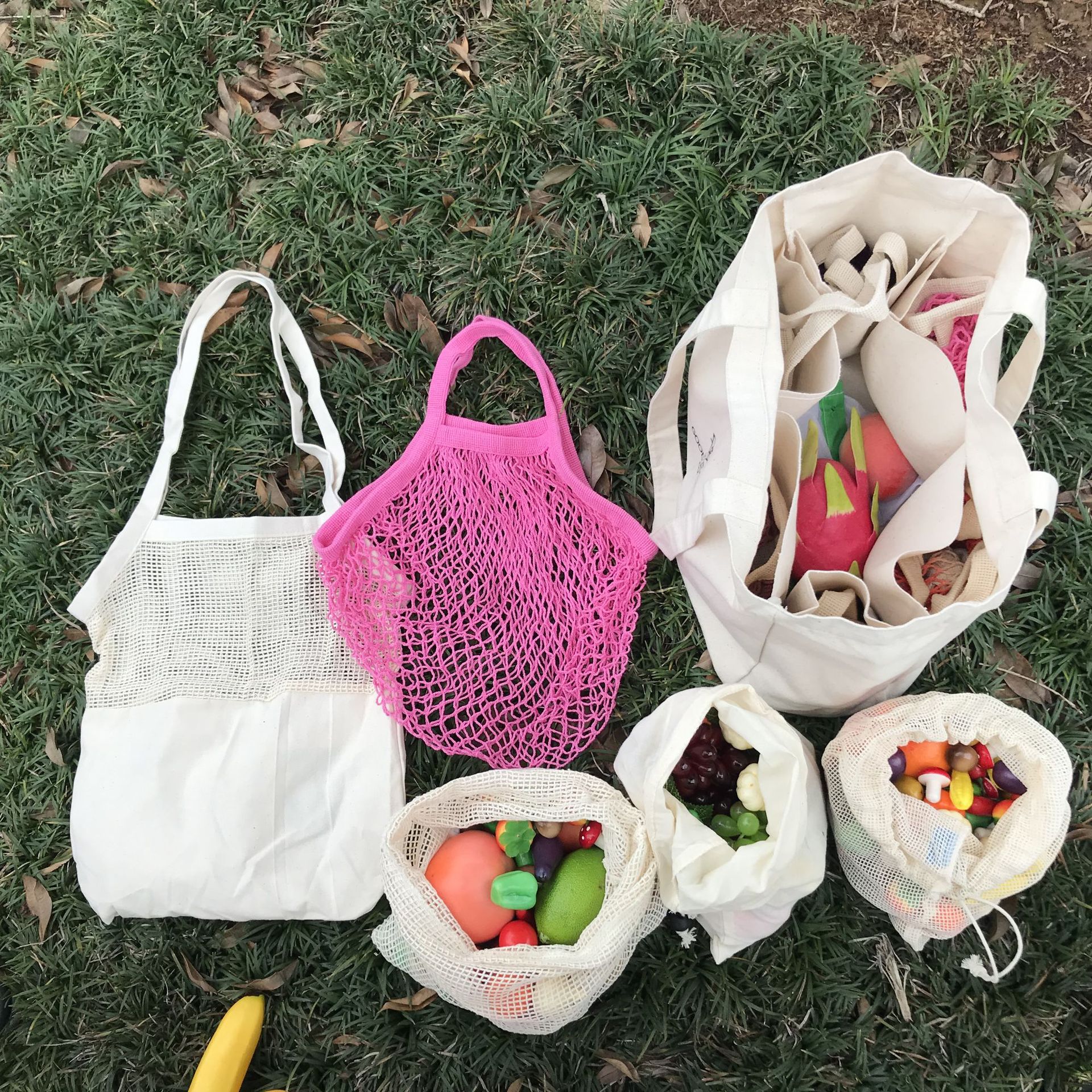 全棉分格超市购物袋canvas bag果蔬棉布袋全棉手提帆布袋