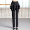 Purple edge (flat double -layer) black skirt pants
