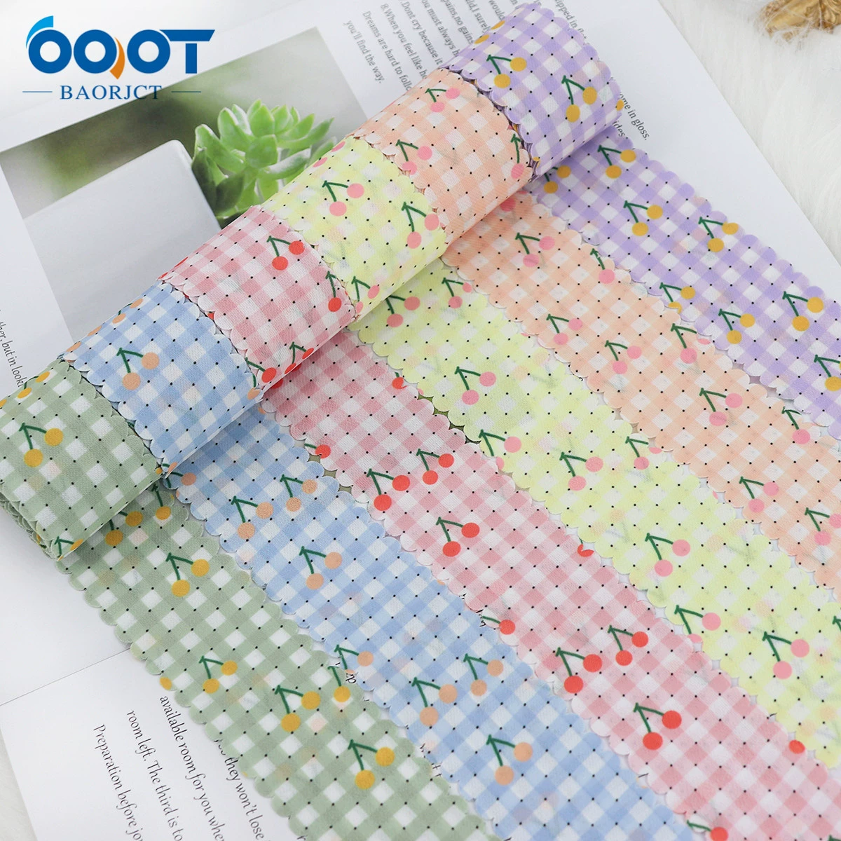 Horizontal vertical spotted spotted cherry printed webbing DIY bow hair