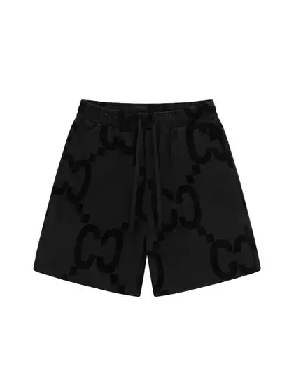 G-Gucci High-End 2025 New Collection Printed Piqué Drawstring Casual Shorts with Double G Logo, Unisex