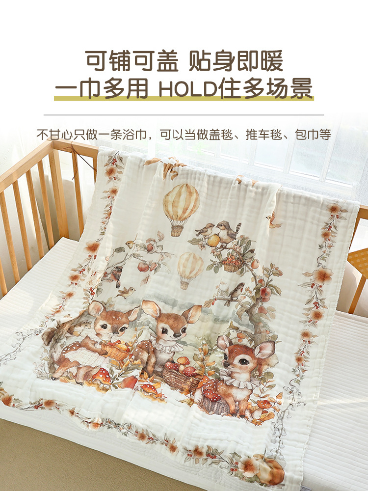 Algodón peinado para bebés, gasa de algodón de seis capas, toalla de baño grande, baño absorbente, toalla de baño para bebés recién nacidos, manta para recién nacidos