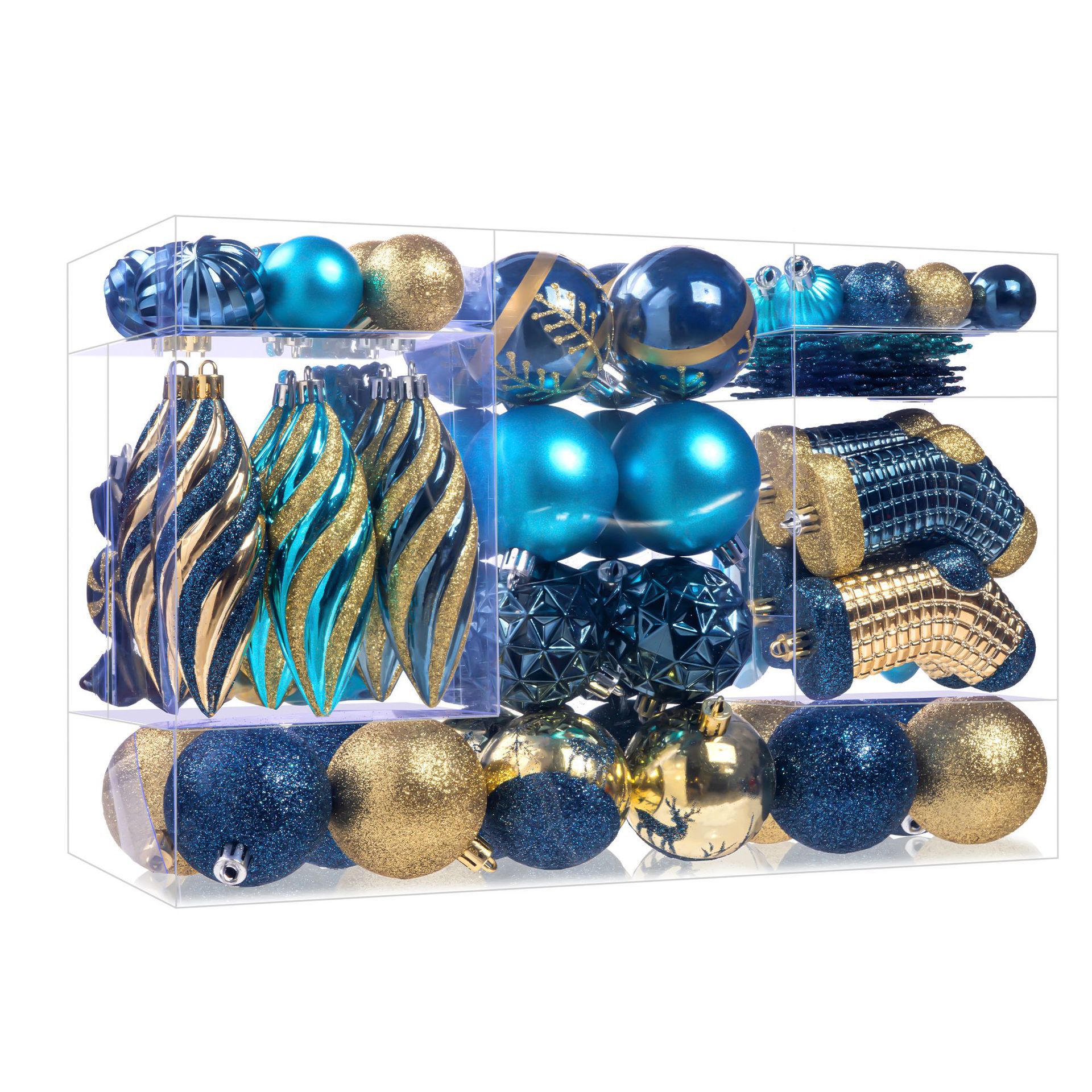 Navidad nuevo 87PCS set de bolas de Navidad galvanizadas dibujadas a mano en forma de árbol de Navidad colgante bola decorativa