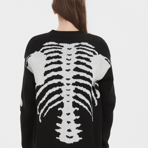 Sweater Autumn Sweater Jacket European and American Skeleton Halloween Knit Cardigan