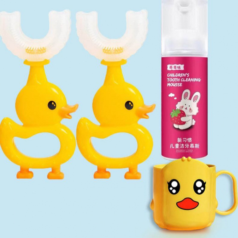 & ベビーソフト毛乳歯ブラシ 0-3 シリコーンマニュアルかわいい子供用歯ブラシ幼児 1-3 歳 U 字型歯ブラシ|undefined