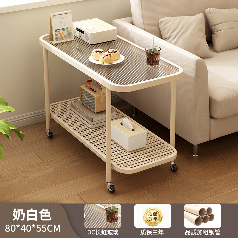 Sofá móvil en el medio de la mesa de té de vidrio de lujo de oficina especial para la sala de recepción 2025 nueva mesa pequeña