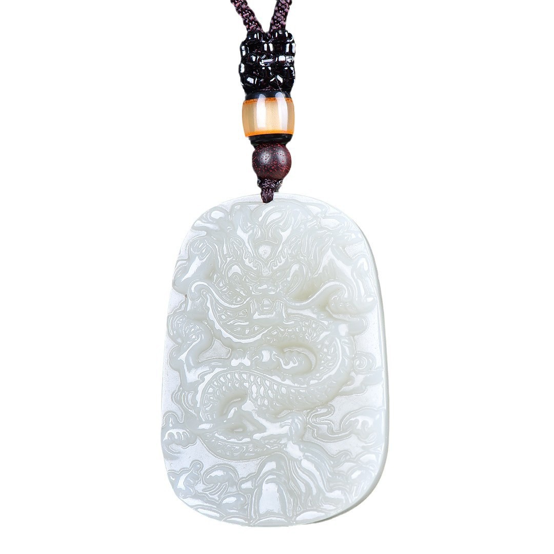 HETIAN JADE DOMINEERING PANLONG JADE 브랜드 천연 제이드 기둥 칭티안 드래곤 펜던트 신장 화이트 제이드 조디악 드래곤 펜던트