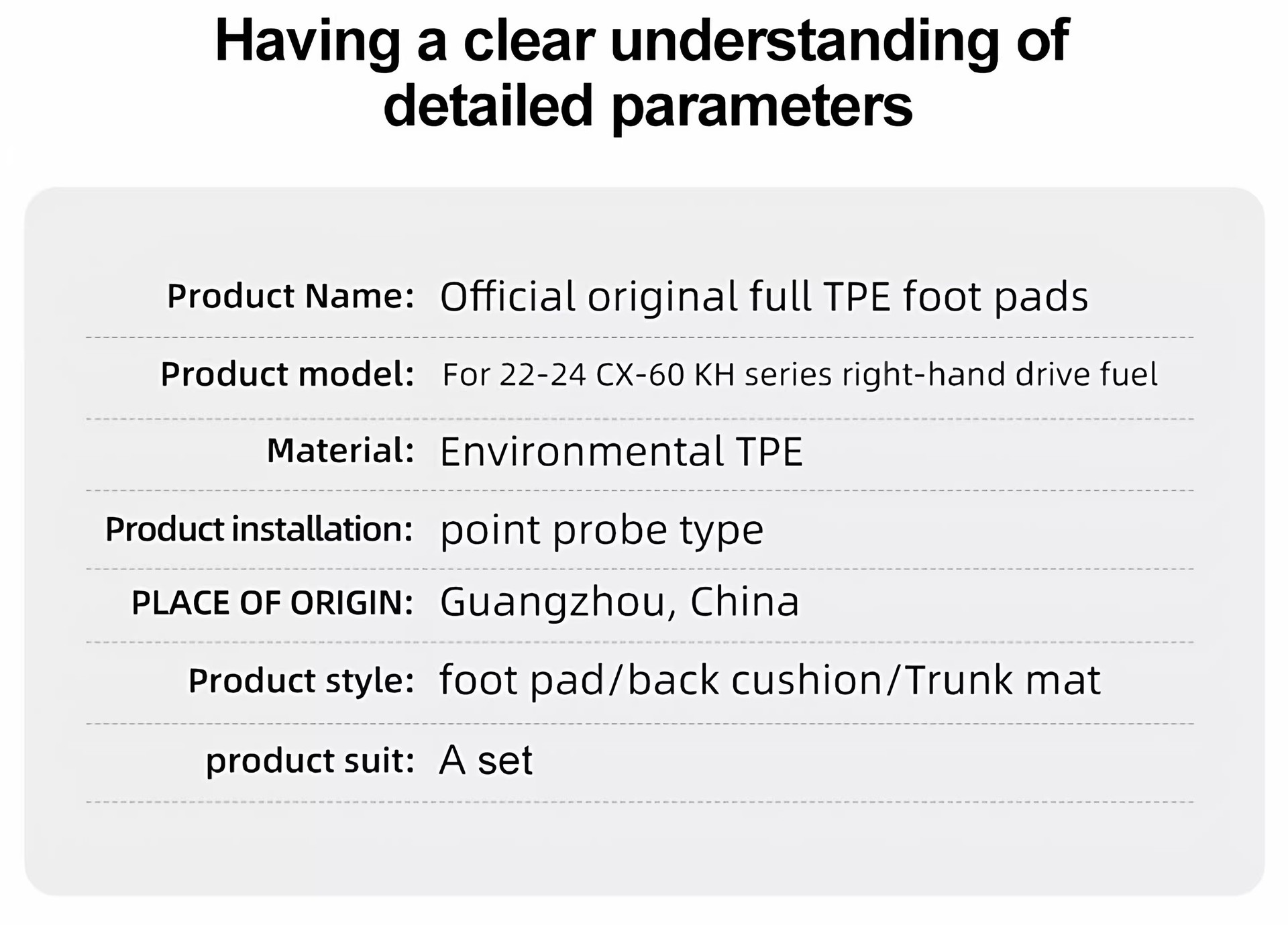 Mazda Mazda Cx-60-50 Floor Mats Tpe Trunk Mat Japan Hong Kong Right-Hand Drive Trunk Mat