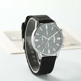 尼龙织带休闲商务日历石英表简约腕表情侣对表潮流时尚时髦达人