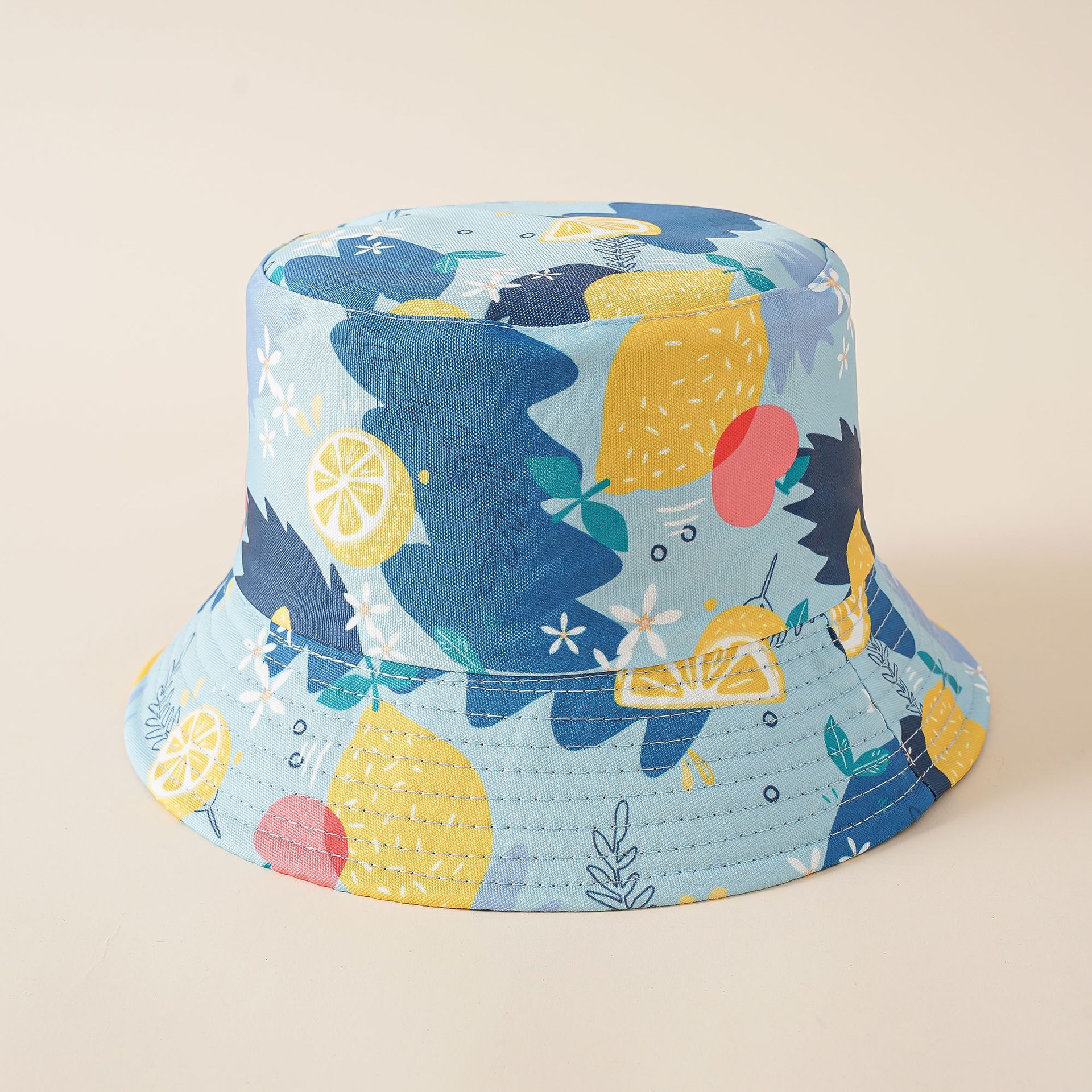 Pescador sombrero de moda de doble cara de desgaste creativo limón cuenca sombrero cara que cubre sombrero transpirable sombrero para el sol