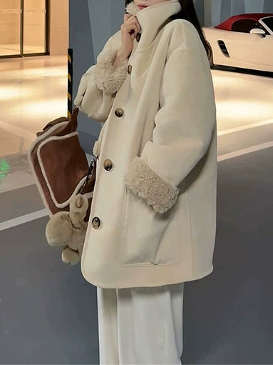 Модная двусторонняя демисезонная бархатная куртка, loose fit, oversize, увеличенная толщина