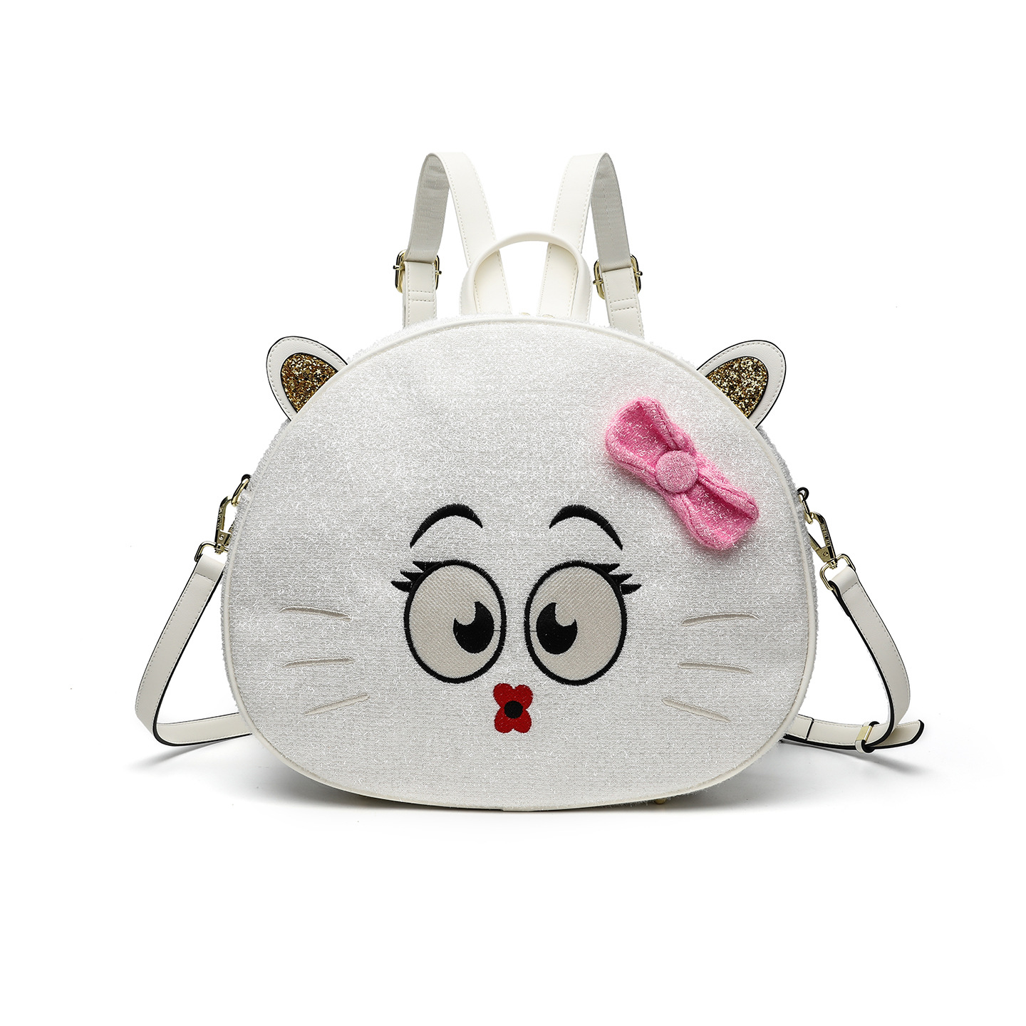 Bolsa de mano de cremallera de gran capacidad encantadora material especial bordado mochila de otoño y invierno nicho de dibujos animados 2869 #