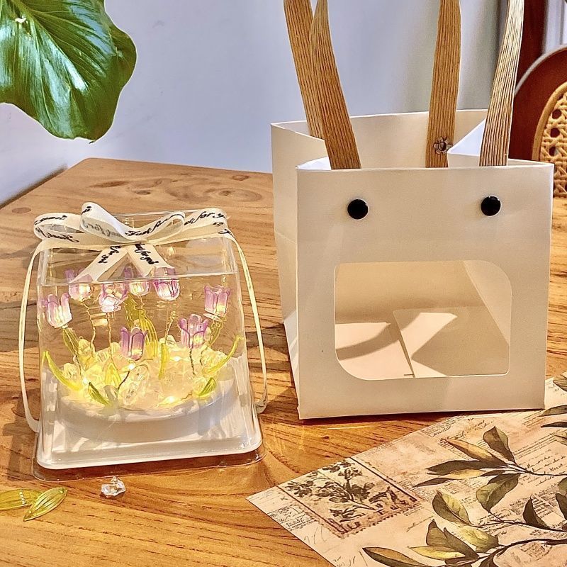 创意礼品蛋糕郁金香玫瑰花束diy小夜灯女生生日手工礼物礼盒摆件|undefined
