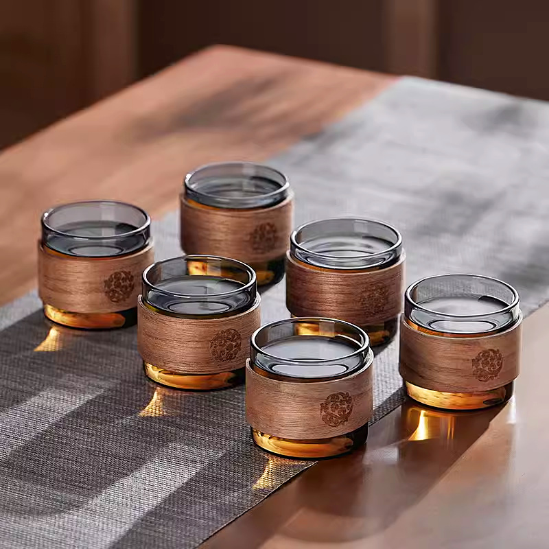 Taza de té de vidrio conjuntos de taza de té de kung fu resistente a altas temperaturas a prueba de quemaduras Taza de té doméstica comercial taza de té pequeña taza de té