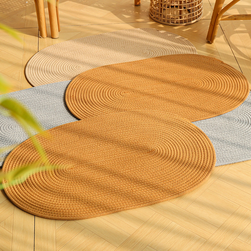 Algodón trenzado japonés alfombra de piso redonda dormitorio de niños alfombra de algodón rampante sala de estar sofá mesa de té alfombra estrella