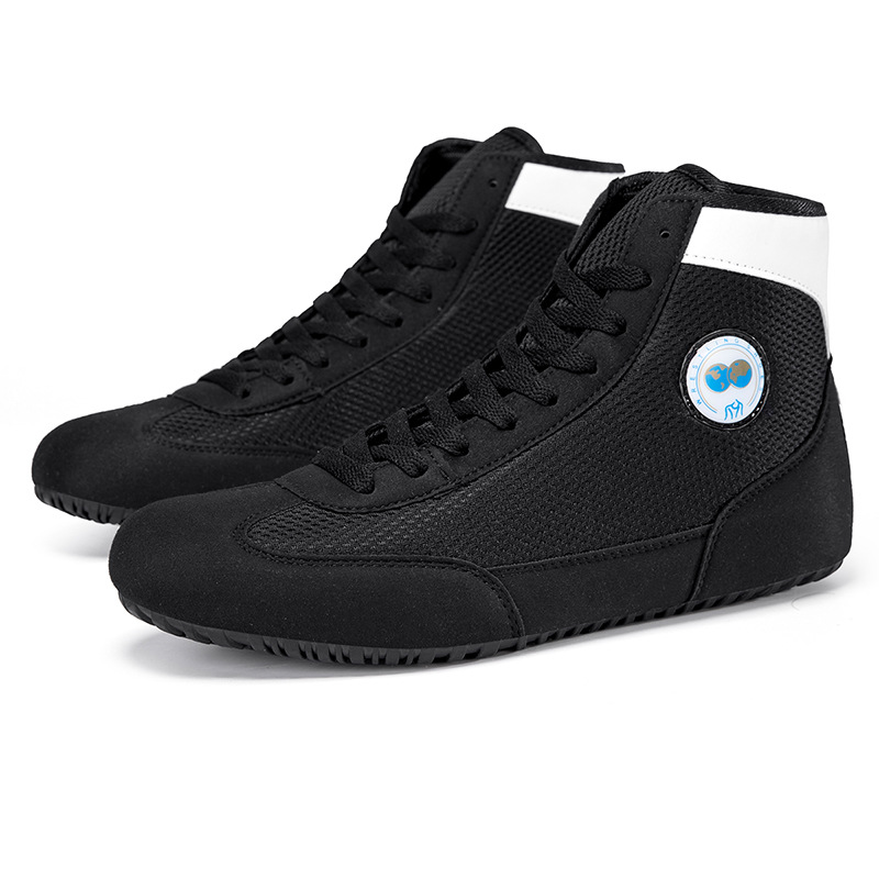 Cross-Border High-Top Boxing Shoes, Sanda Fighting Competition Training Wristbands, Wrestling Shoes, Non-Slip and Wear-Resistant Professional Fighting Shoes