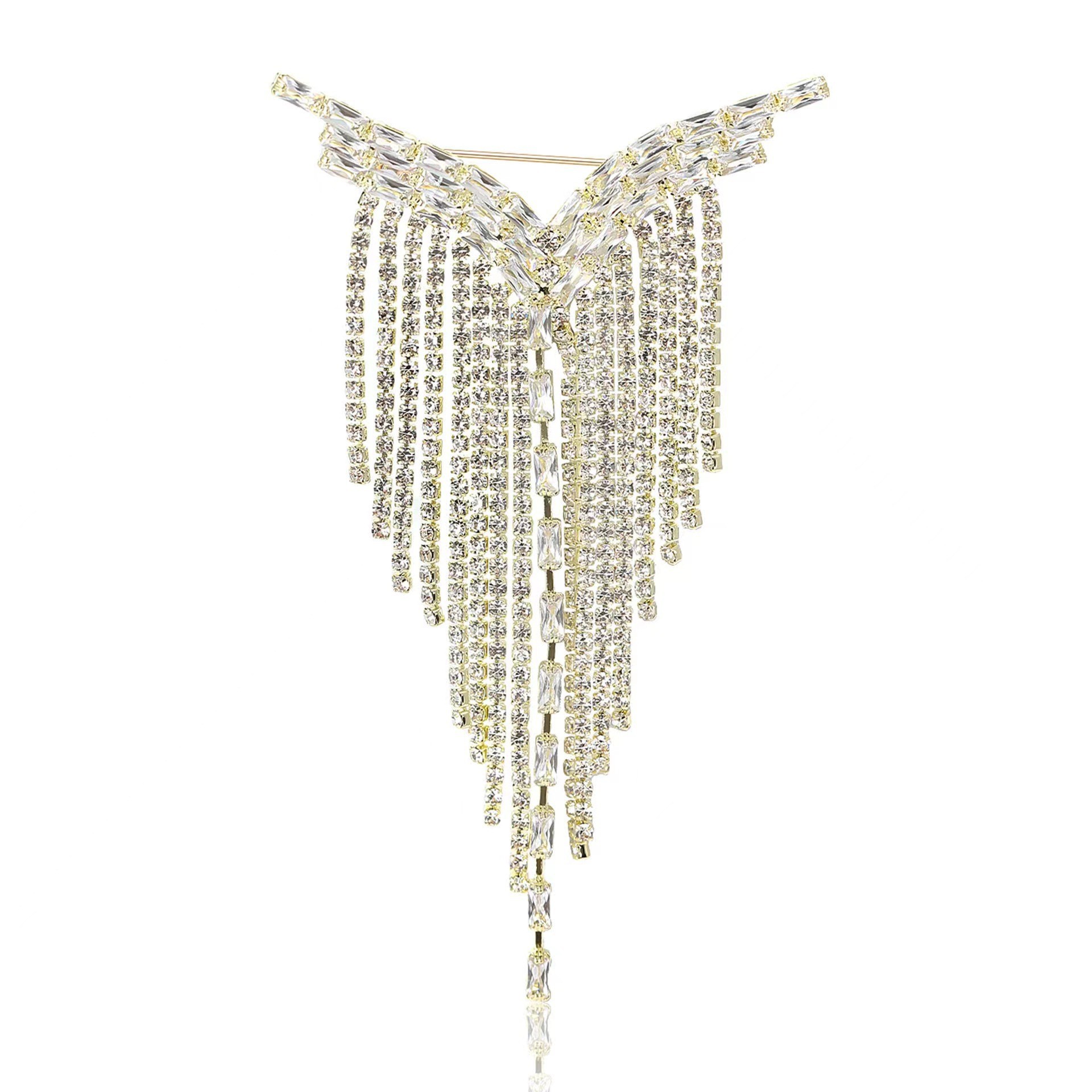 Broche de borlas con cristal brillante broche de lujo para mujer_voghion.com