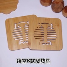 竹制隔热垫餐垫杯垫厨房防烫楠竹垫子批发激光雕刻镂空印刷