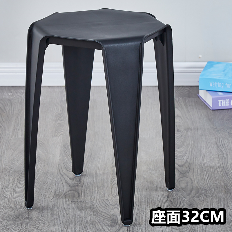 블랙 - 올 플라스틱 - 사각 스툴 - 시트 표면 32CM ⚑