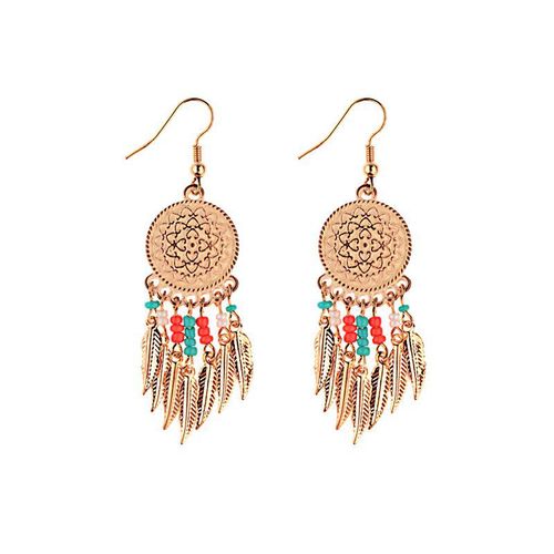 Retro design dream catcher tassel earrings women's ethnic style European and American bohemian niche earrings long earrings