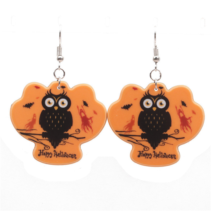 Nuevo Halloween brillante cráneo calabaza pendientes de acrílico pendientes de costura de personalidad de la moda pendientes