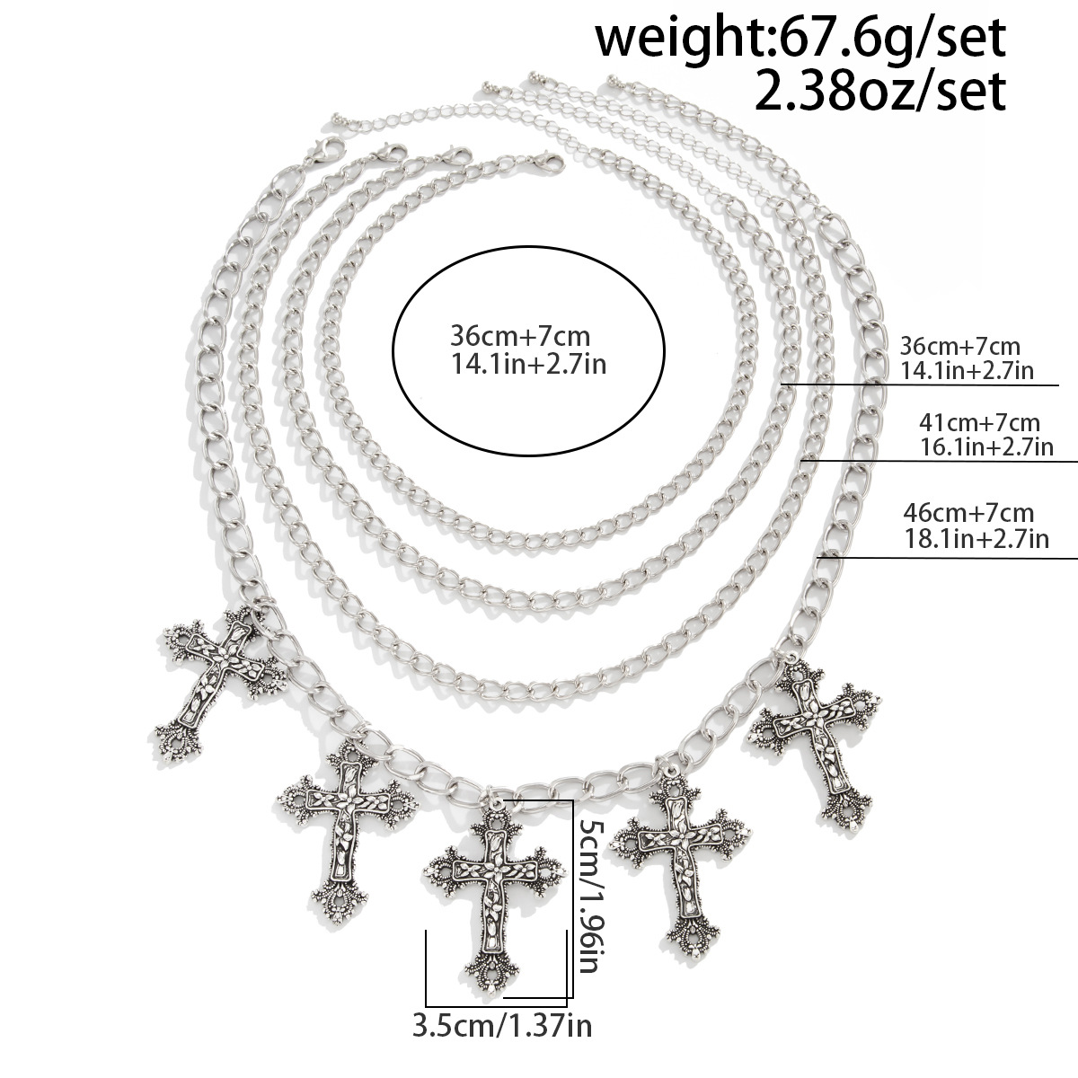 54g Weight Iron Pendant Material Layered Necklaces Classification Iron Chain Material 1 Piece Quantity Weekend Occasion Iron, Zinc alloy Material Cross Pattern Women's Gender Simple Style, Classic Style Style Dark Punk Cross Pendant Necklace Set For Women Exaggerated Stacking Cool Sweet Clavicle Chain Jewelry Geometric Pattern Alloy Zinc 44