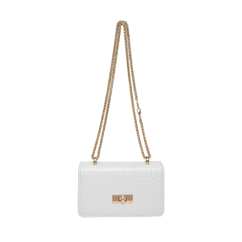2025 nueva textura de moda cocodrilo primavera esmalte de aire extranjero cadena de cara brillante ocio hombro inclinado bolso pequeño