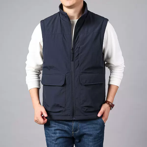 Double-sided vest men's thick stand collar waistcoat can be printed logo outdoor vest polar fleece two-sided 8770